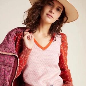Anthropologie Red and Pink Sweater